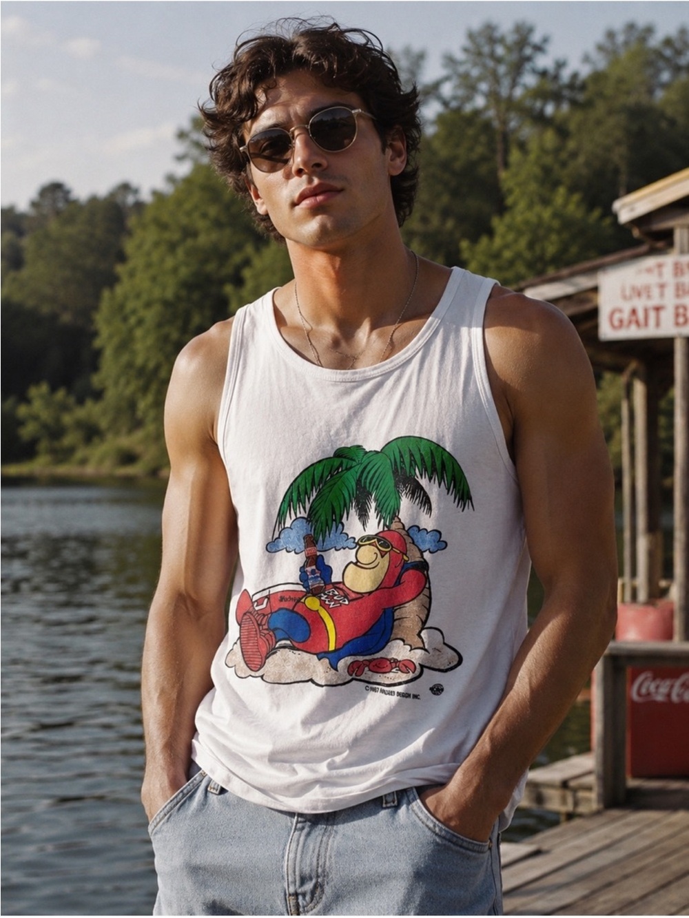 Vintage Bud Man Budweiser Mens Muscle Tee Tank Top